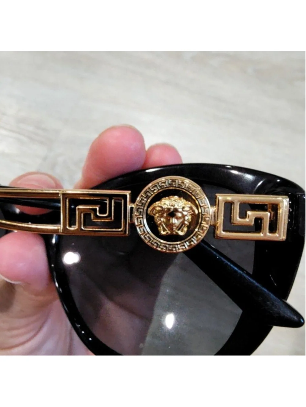 Versace Sunglasses Womens Black Oversized Cat Eye Polarized Gray 4295 GB1/T3